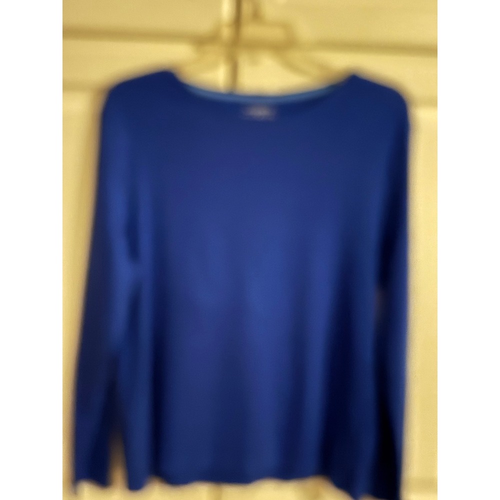 Talbots Womens XL Blue Long Sleeve Pima Cotton Tee Crew Neck Top